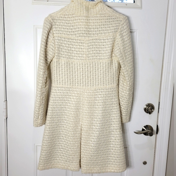 Textured Cream Dress Coat /Long Jacket  Size PS - Picture 2 of 8